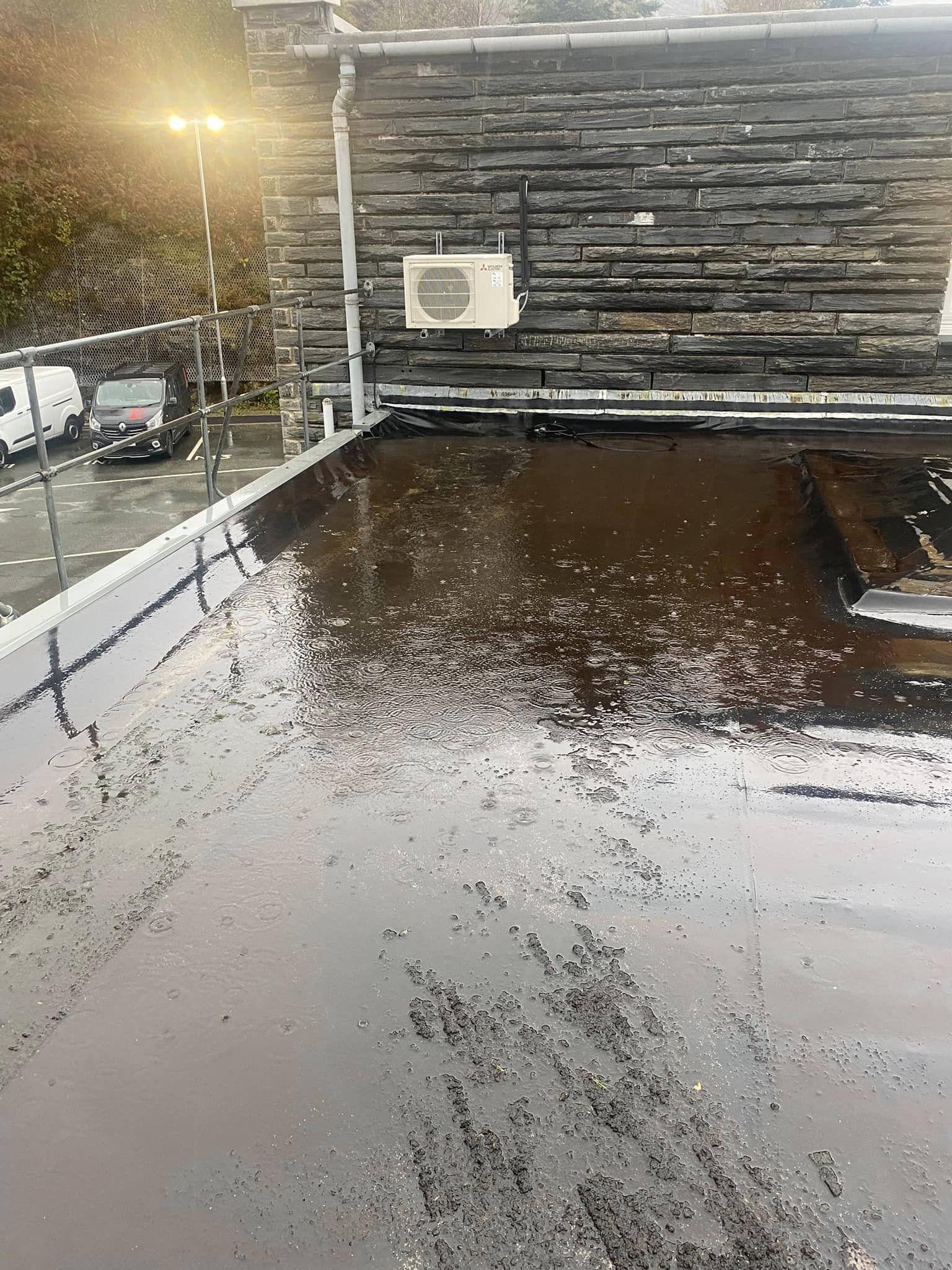 Poorly installed rubber roof